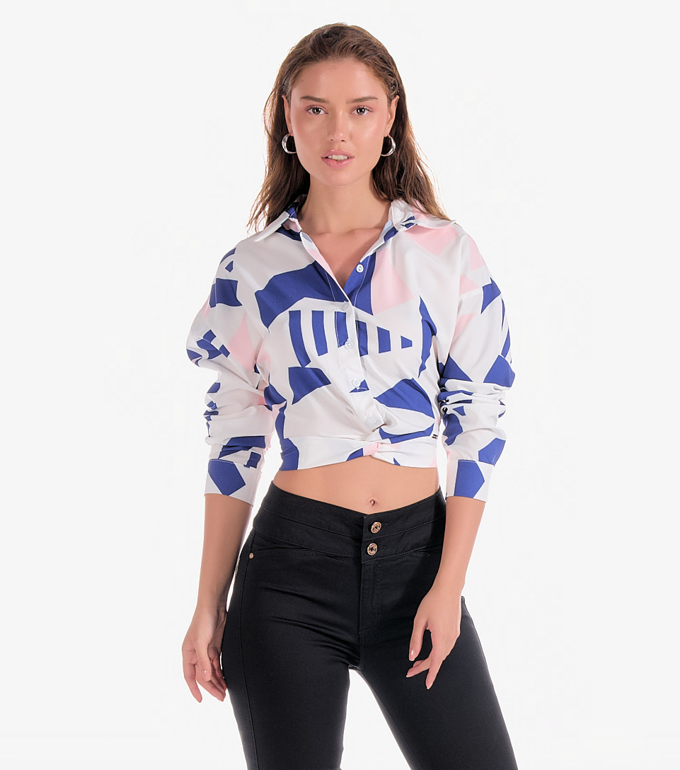 Blusa Para Mujer Camisera Manga Larga Estampada Nina Derek 827968 AZ