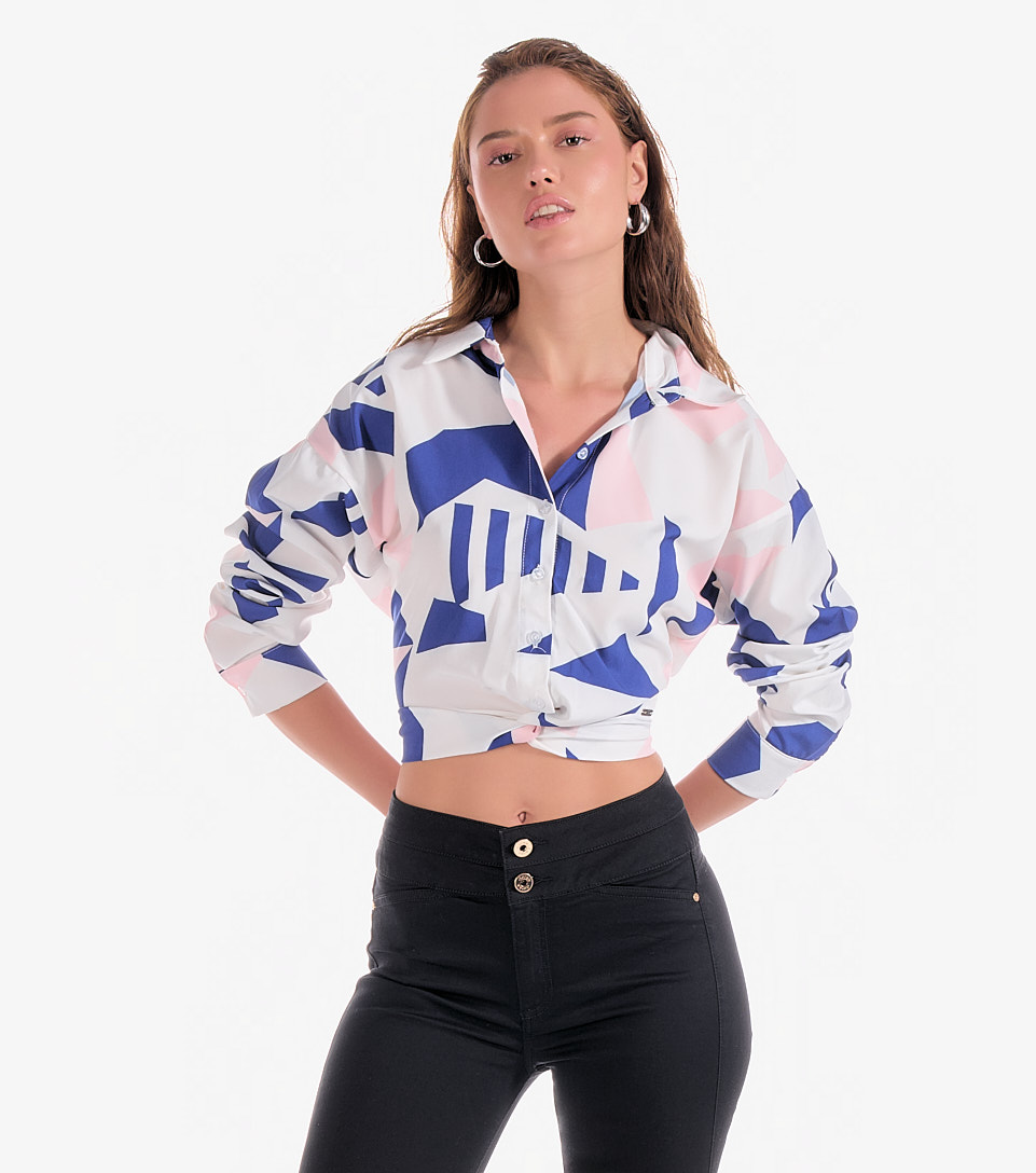 Blusa Para Mujer Camisera Manga Larga Estampada Nina Derek 827968 AZ