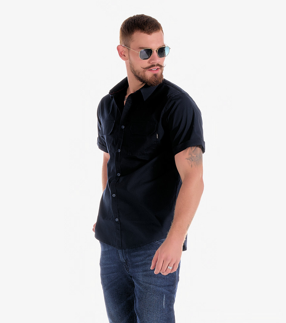 Camisa Para Hombre Comfort Unicolor Manga Corta Unser 833208 AZ