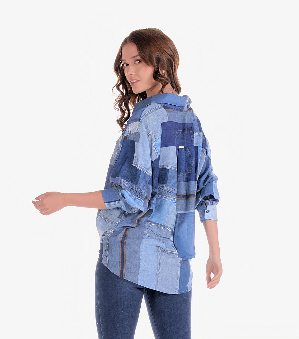 Camisera Para Mujer Andrea Denim Sublimada Derek 832437 AZ