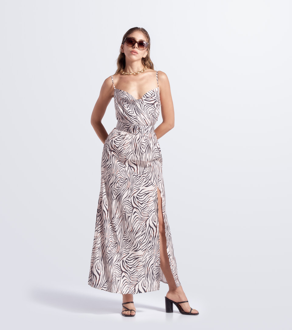 Vestido para mujer largo animal print en tiras derek 828273