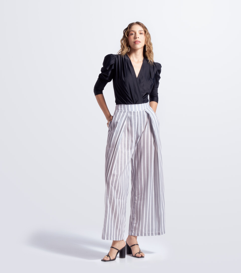 Pantalon Para Mujer En Lino A Rayas Antonia Derek 830211 GR