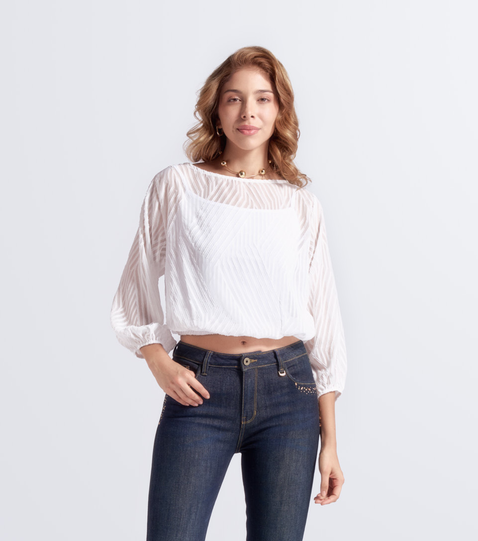 Blusa Para Mujer Con Rayas Diagonales Angely Derek 832880 BL