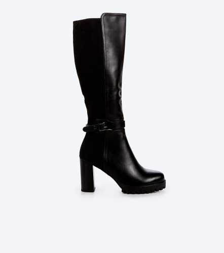 Bota Para Mujer Cana Alta Con Tacon Cuadrado DerekNG