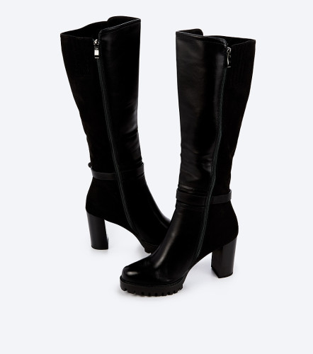 Bota Para Mujer Cana Alta Con Tacon Cuadrado DerekNG