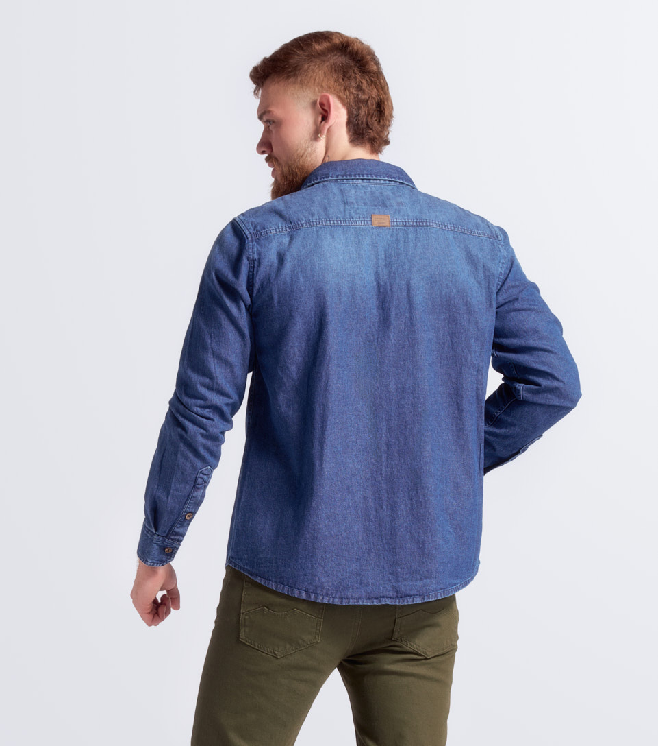 Camisa Para Hombre Molderia Comfort En Chambray Con Bolsillos Unser 830949 AZ