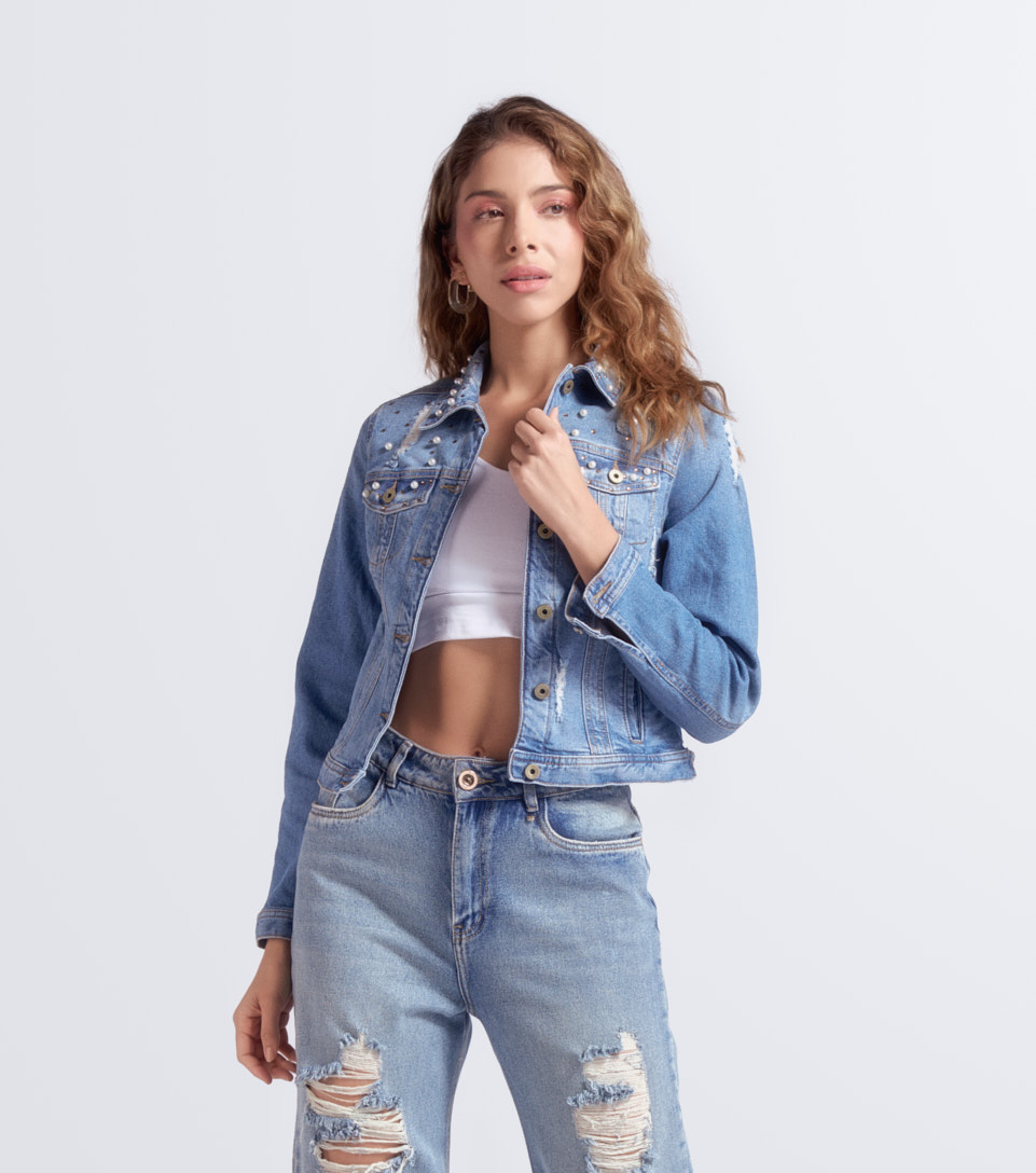 Chaqueta Para Mujer En Indigo Con Brillos Mariana Derek 833908 AZ