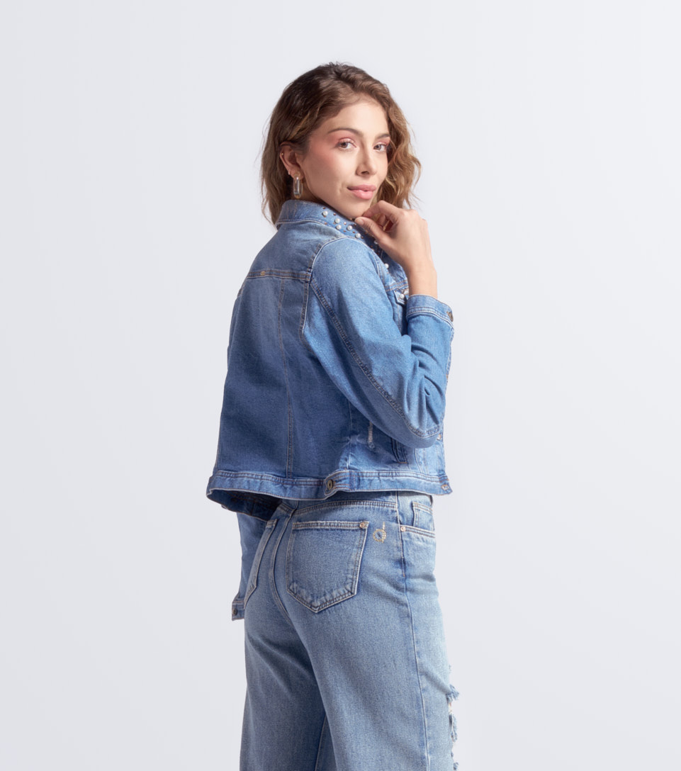 Chaqueta Para Mujer En Indigo Con Brillos Mariana Derek 833908 AZ