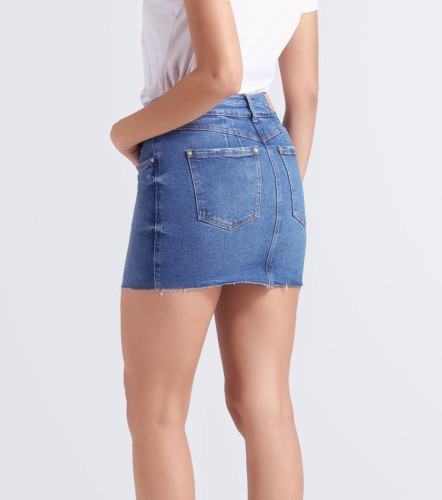 Falda Para Mujer Corta En Indigo Con Proceso Tatiana DerekAZ