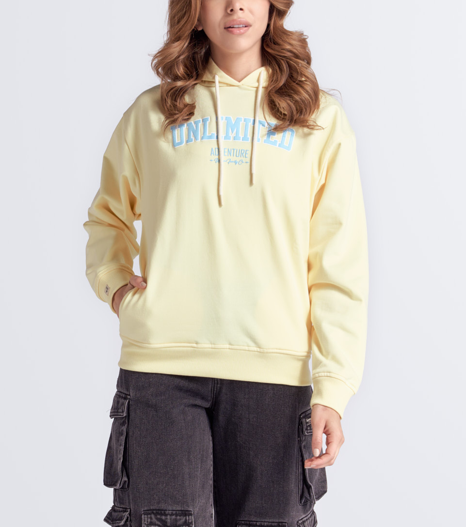 Lily buzo oversize unicolor con capota y rib unser 832714