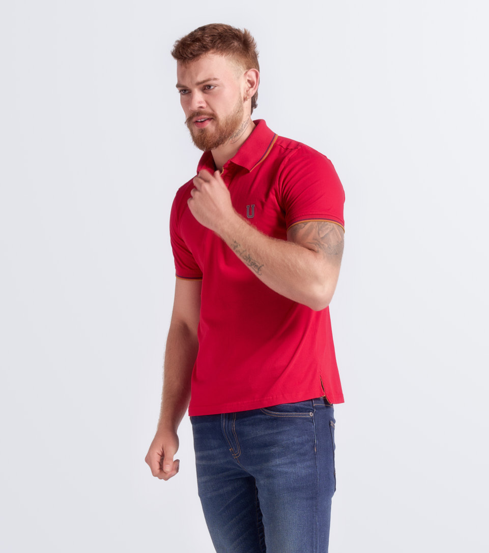 Polo Hombre Unicolor Molderia Slim Con Estampado UnserRJ