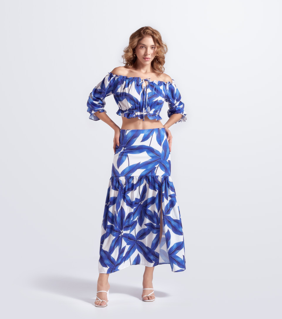 Set Blusa Y Falda Para Mujer Con Estampado Ivanna Derek 832782 AZ