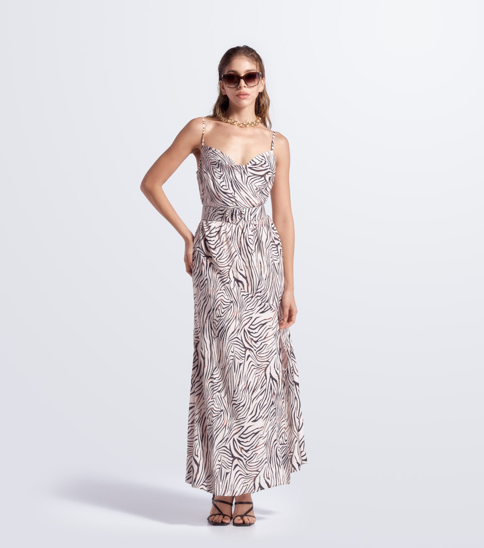 Vestido para mujer largo animal print en tiras derek 828273