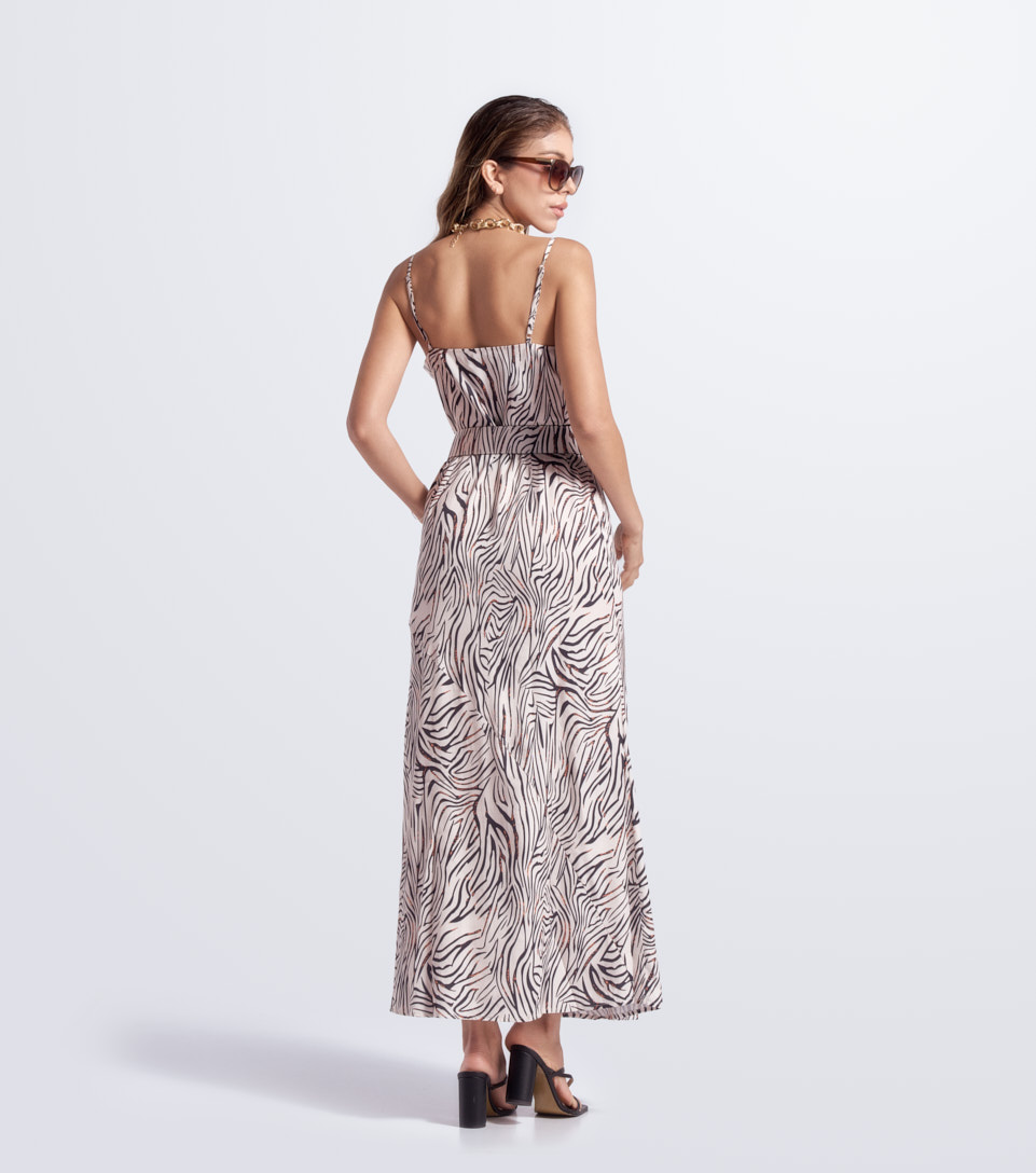 Vestido Para Mujer Largo Animal Print En Tiras Derek 828273 NG