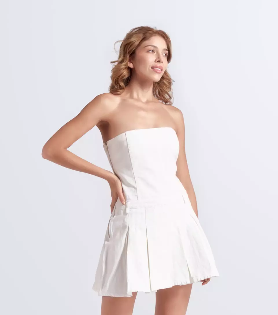 Vestido Strapless Con Tablones TyperCR