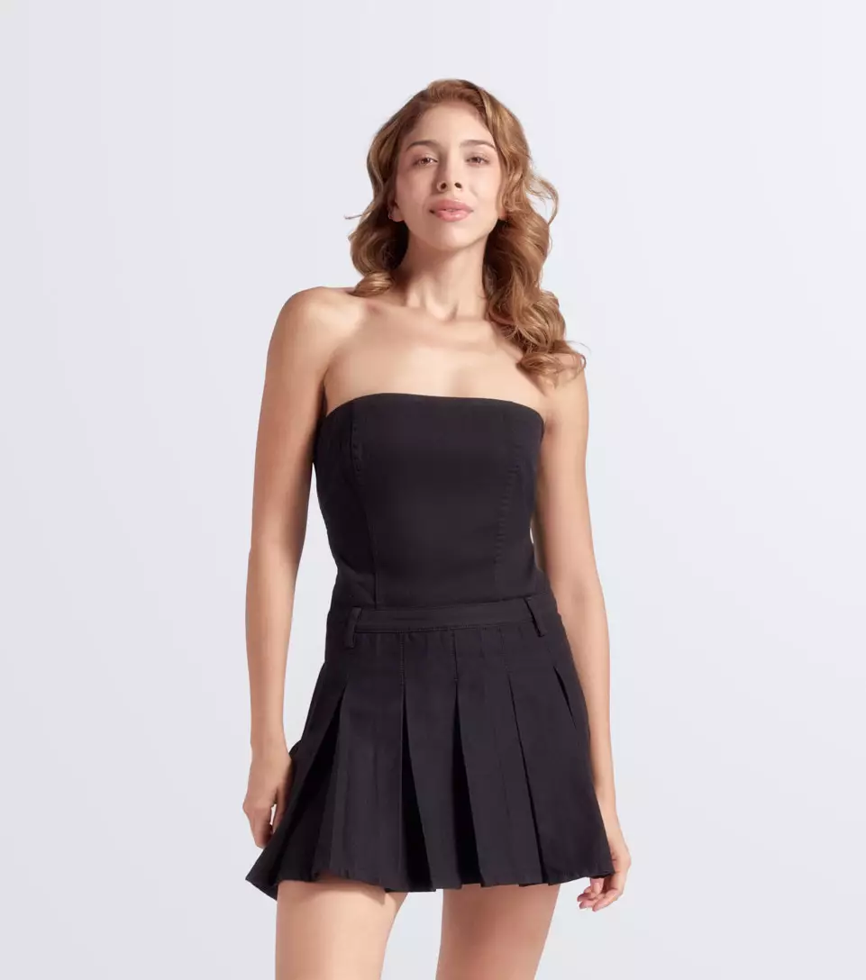 Vestido Strapless Con Tablones TyperNG