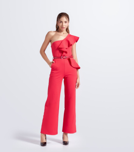 Enterizo Para Mujer Unicolor Medio Hombro Con Bolero DerekRJ