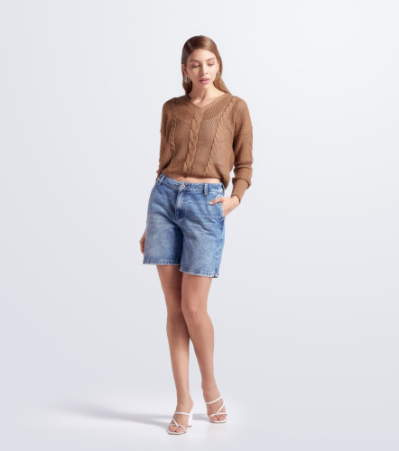 Short Largo En Indigo Con Proceso Kendra DerekAZ