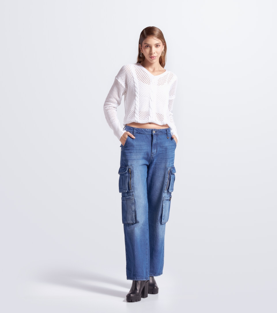 Jean Para Mujer Tipo Cargo Con Cremalleras Barcelona Avril Derek 832393 AZ