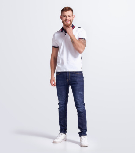 Polo Para Hombre Molderia Slim Combinado M C UnserAZ