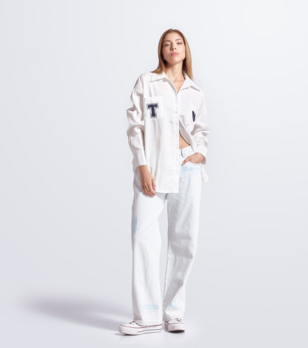Mariana Camisa Oversize Con Bolsillos Estampada TyperBL