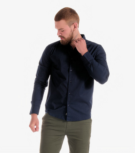 Camisa Billy Slim Popelina Strech Unicolor Sin Bolsillo UnserAZ