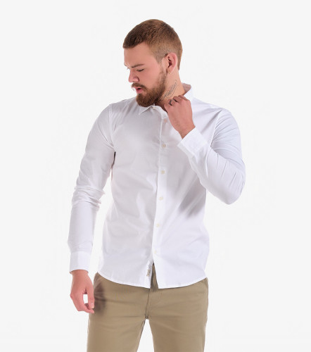 Camisa Billy Slim Popelina Strech Unicolor Sin Bolsillo UnserBL