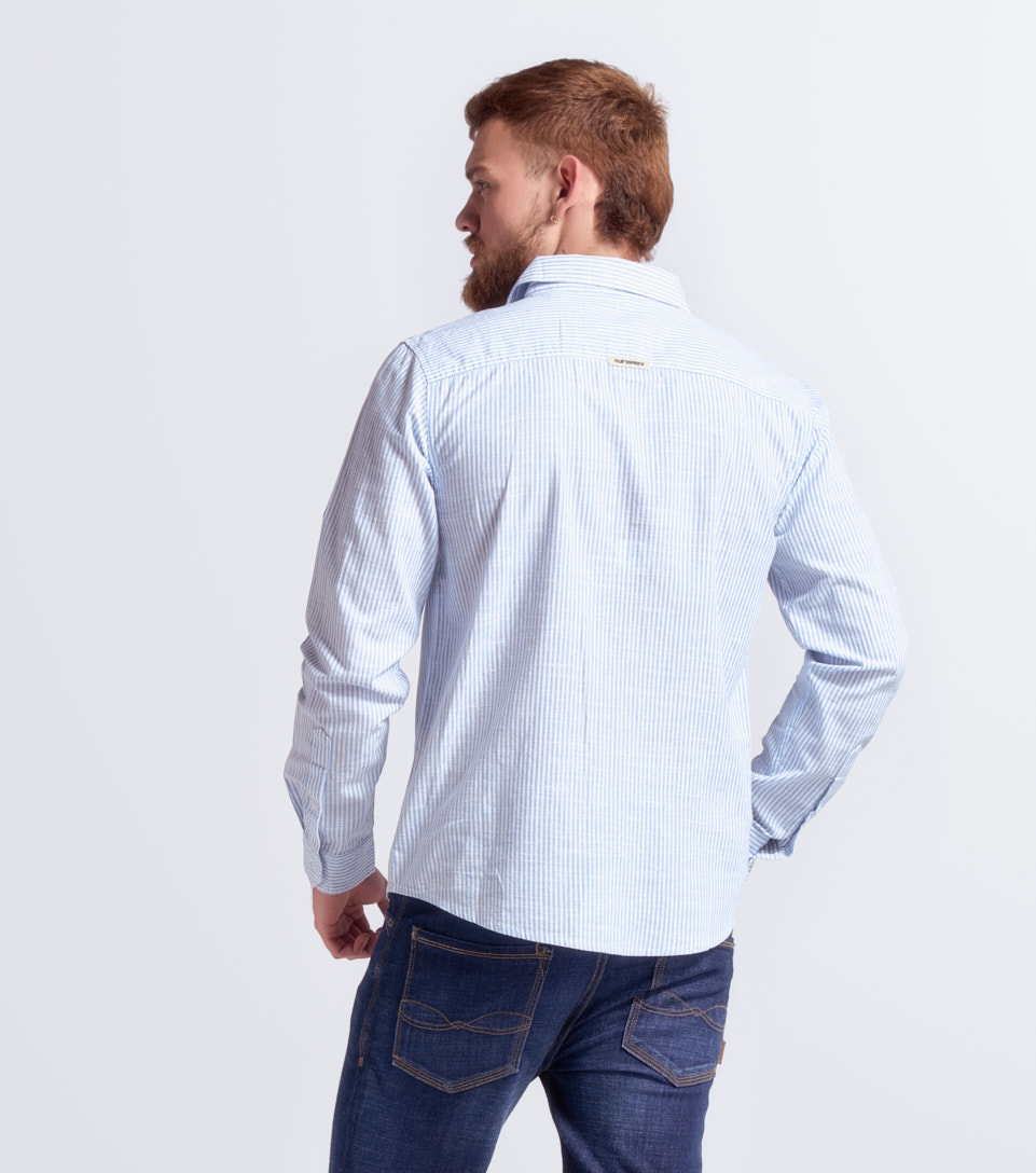 Camisa Para Hombre Molderia Slim A Rayas Manga Larga Unser 834018 AZ