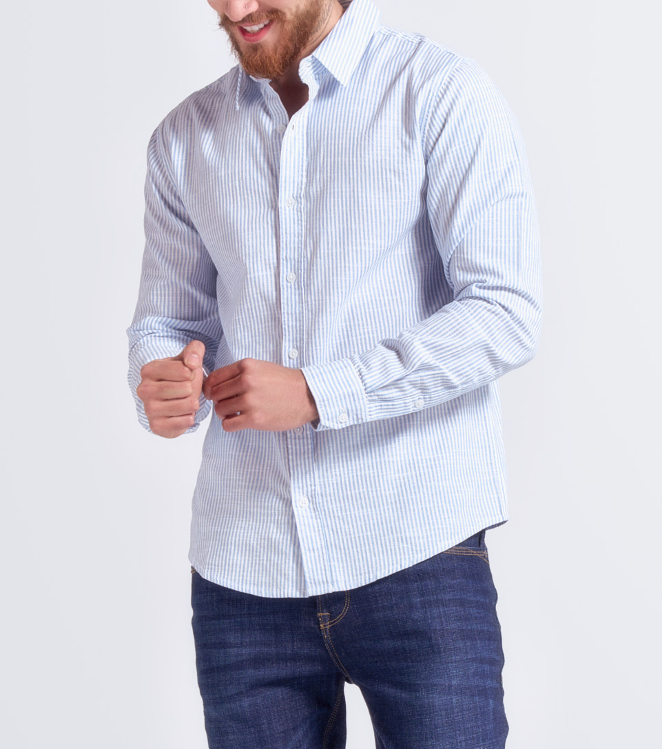 Camisa Para Hombre Molderia Slim A Rayas Manga Larga Unser 834018 AZ