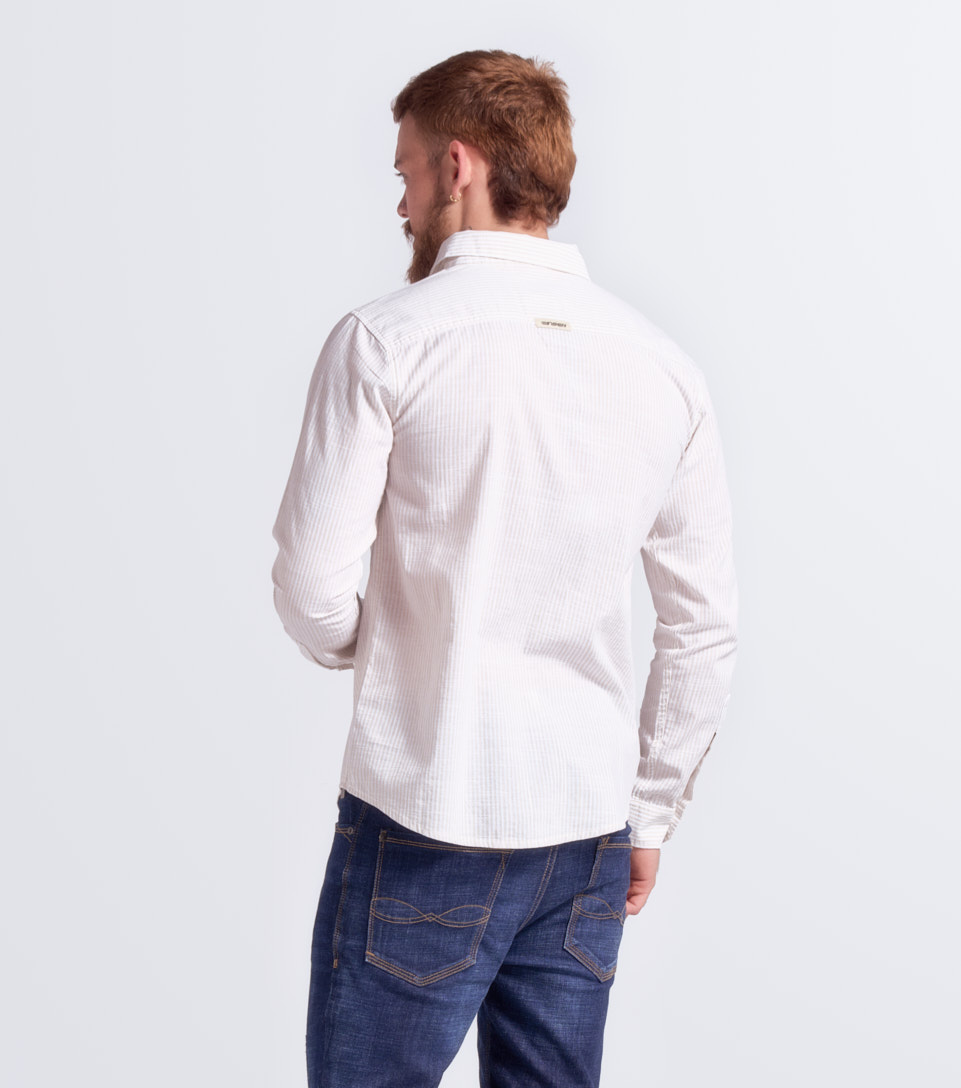Camisa Para Hombre Molderia Slim A Rayas Manga Larga Unser 834018 AZ