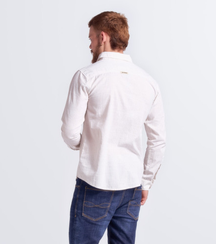 Camisa Para Hombre Molderia Slim A Rayas Manga Larga UnserKQ
