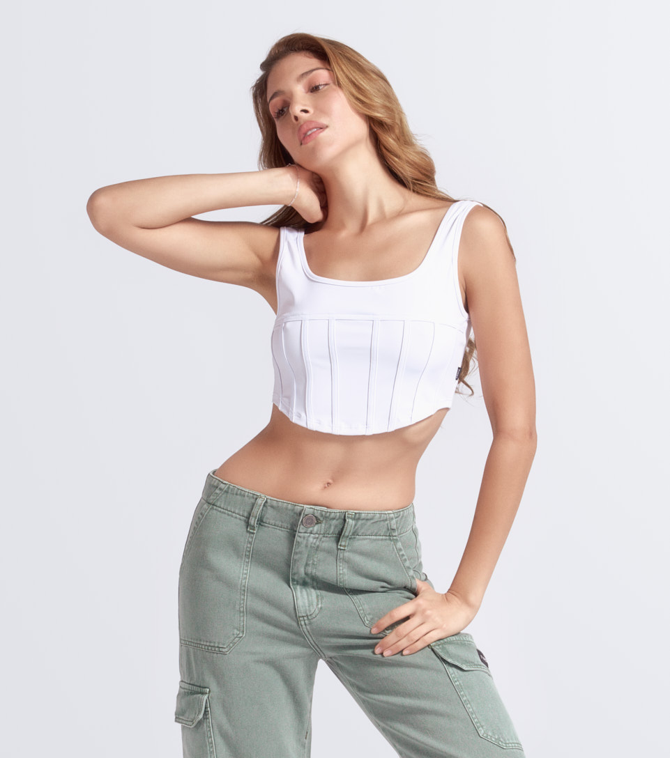 Harley Blusa Tipo Corset Slim Fit Licrada Typer 833676 BL