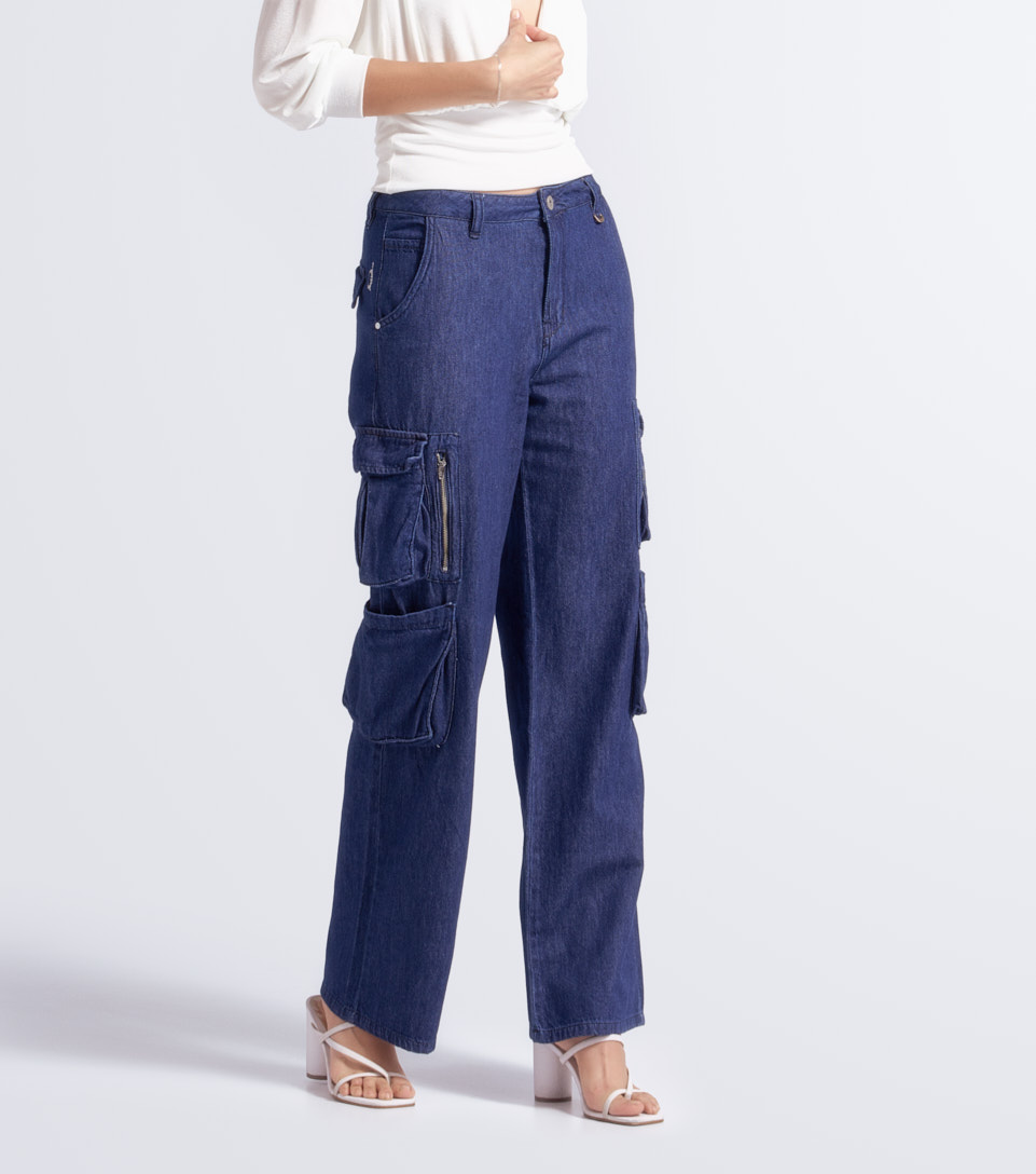 Jean Para Mujer Proceso Oscuro Tipo Cargo Con Cremalleras Barcelona Karem Derek 833751 AZ
