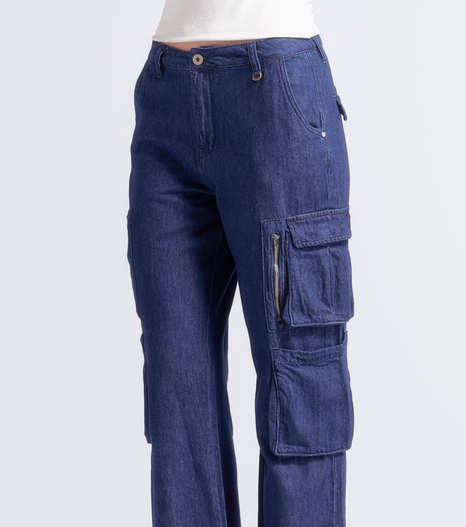 Jean Para Mujer Proceso Oscuro Tipo Cargo Con Cremalleras Barcelona Karem Derek 833751 AZ