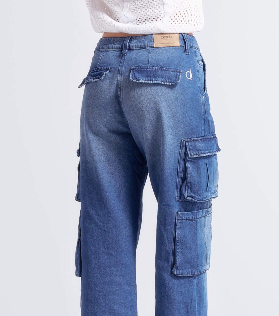 Jean para mujer tipo cargo con cremalleras barcelona avril derek