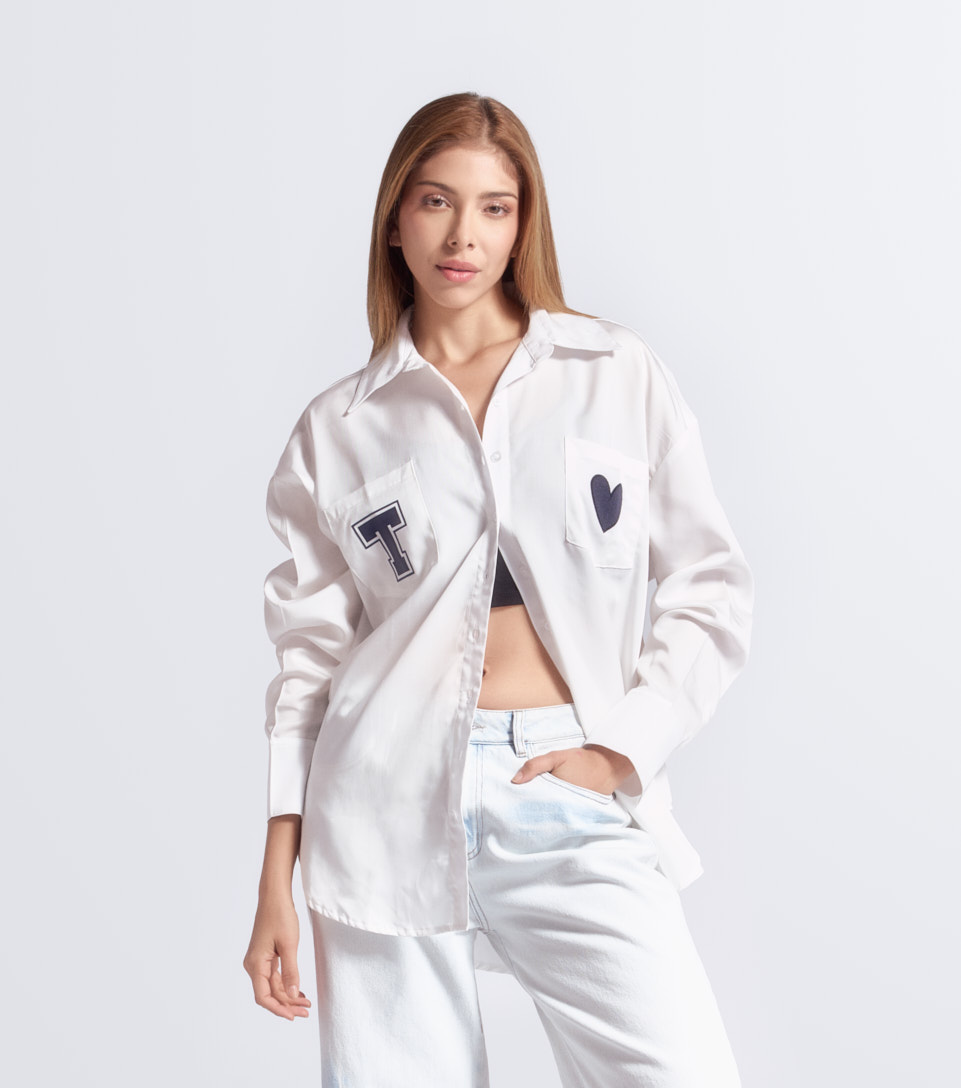 Mariana Camisa Oversize Con Bolsillos Estampada TyperBL
