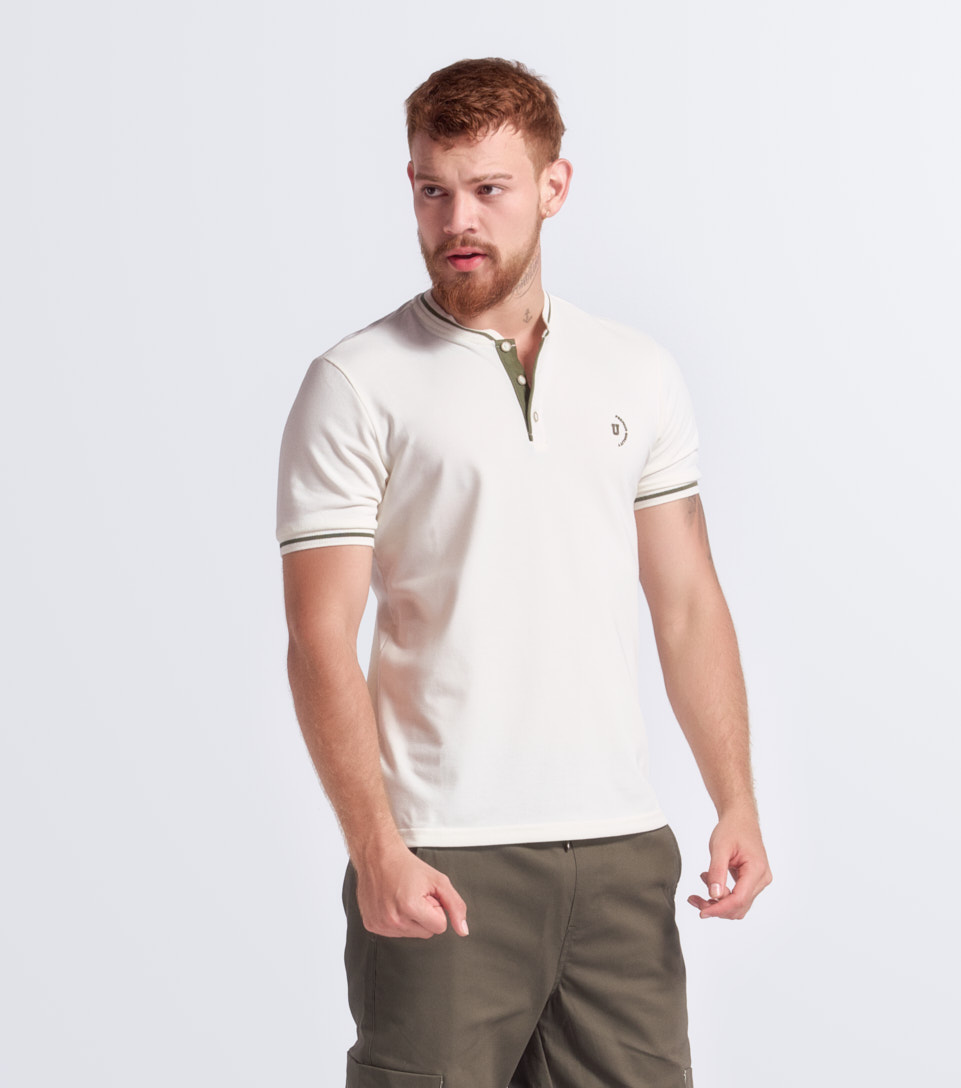 Polo Para Hombre Molderia Comfort Unicolor Con Estampado En Delantero Unser 834167 AR