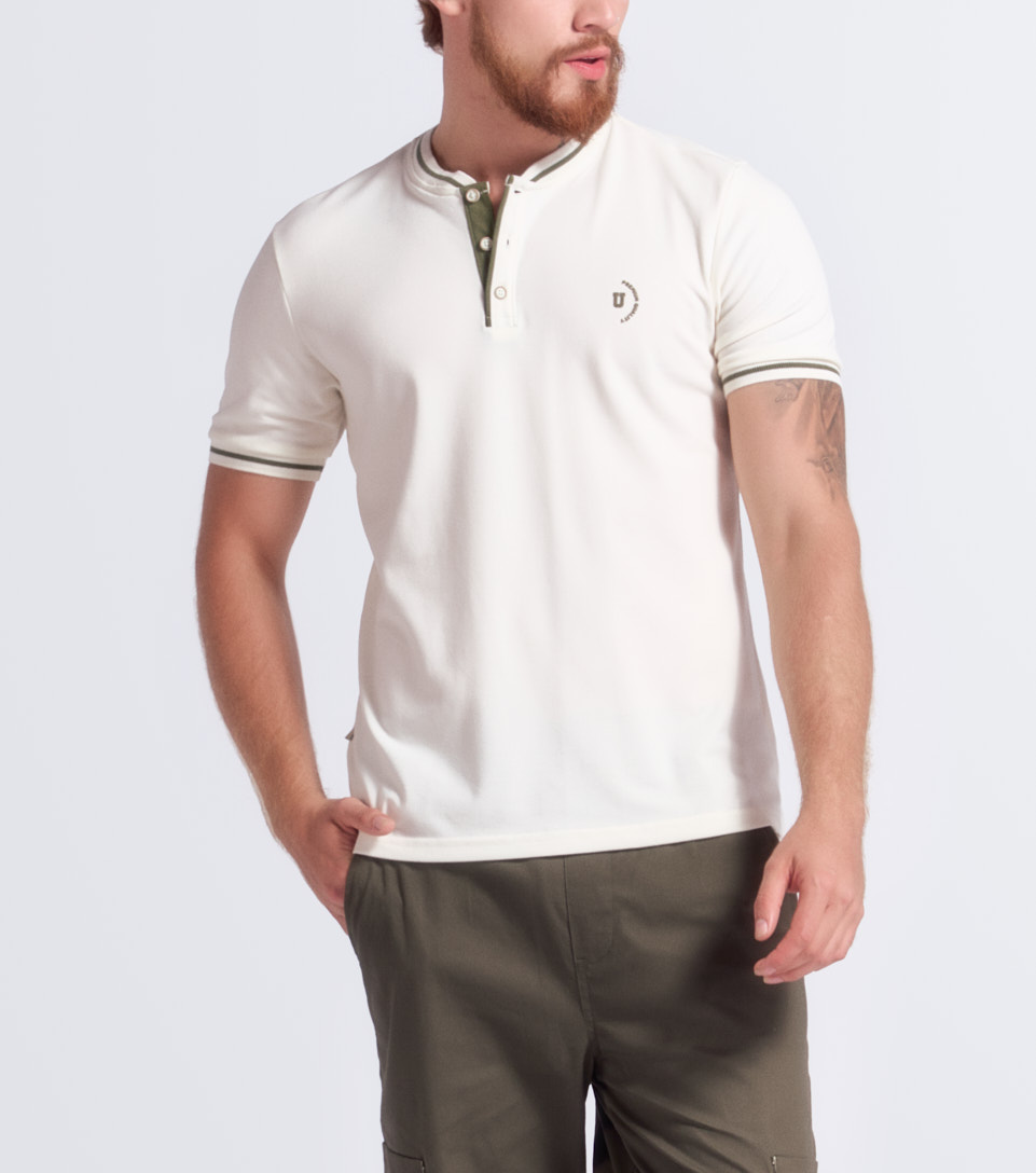 Polo Para Hombre Molderia Comfort Unicolor Con Estampado En Delantero Unser 834167 AR