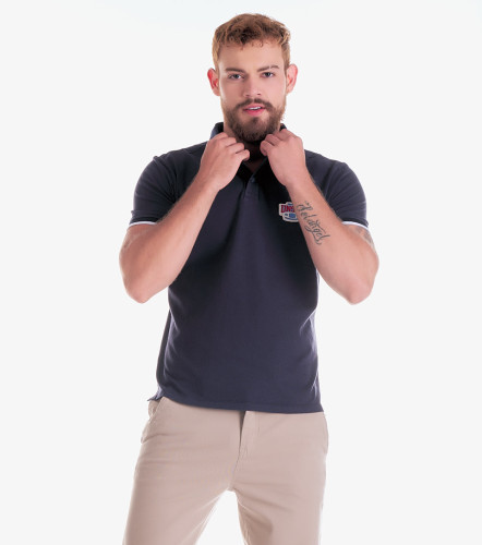 Slim Julian Polo Unicolor Con Bordado UnserAZ