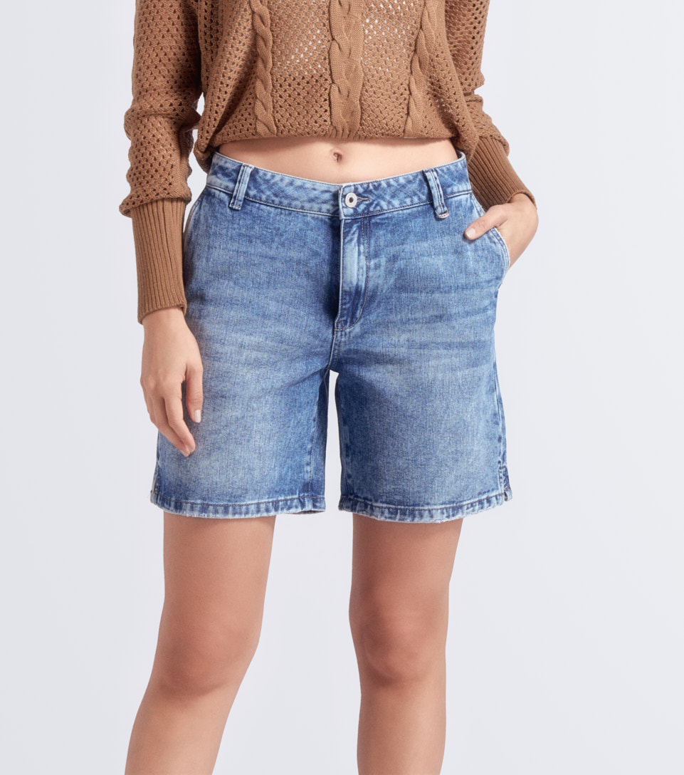 Short Largo En Indigo Con Proceso Kendra DerekAZ