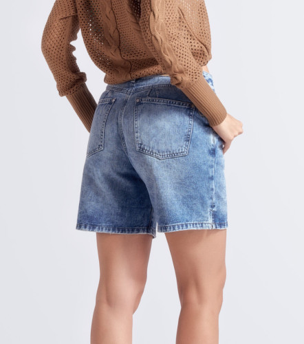 Short Largo En Indigo Con Proceso Kendra DerekAZ