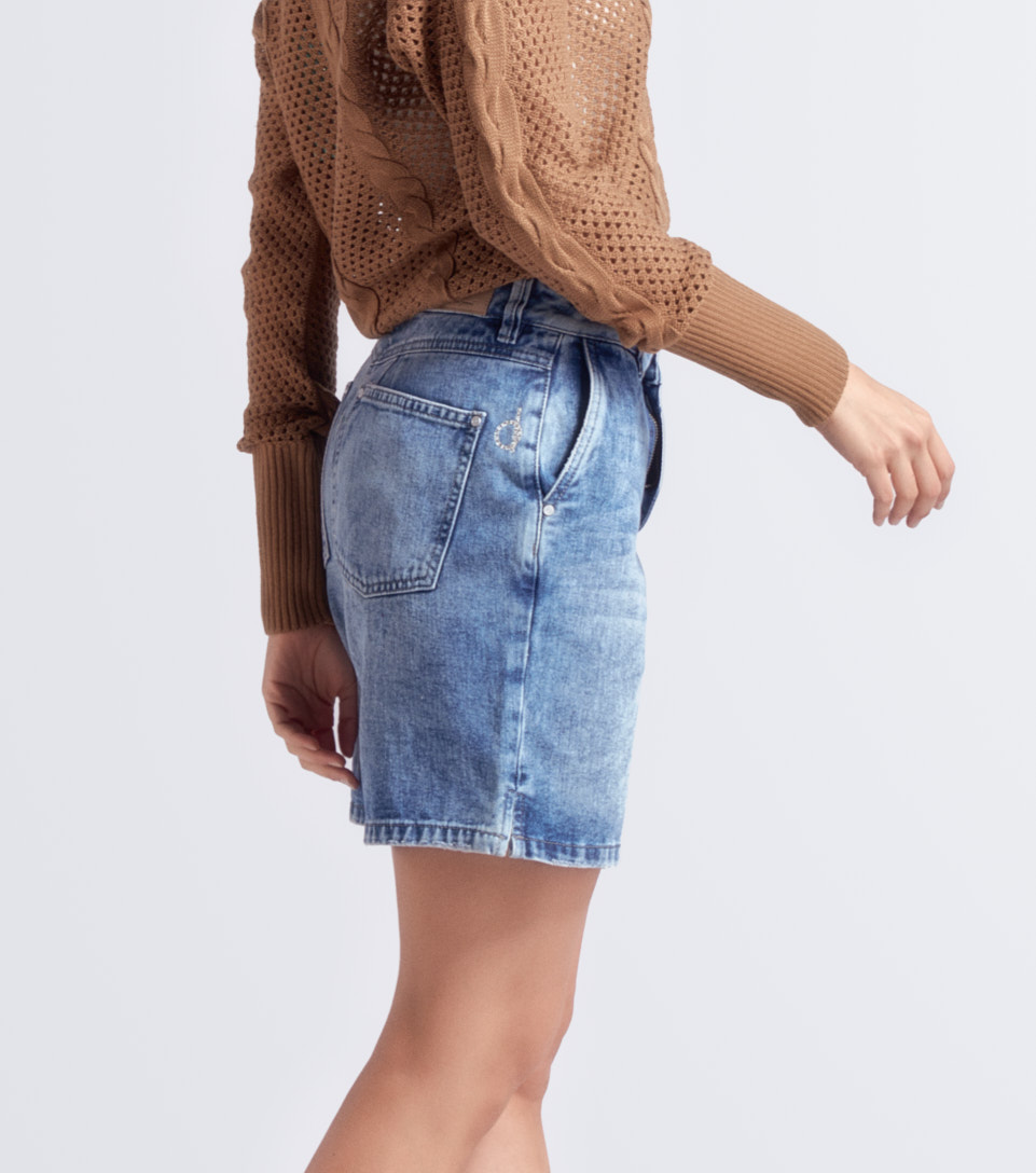 Short Largo En Indigo Con Proceso Kendra Derek 831691 AZ