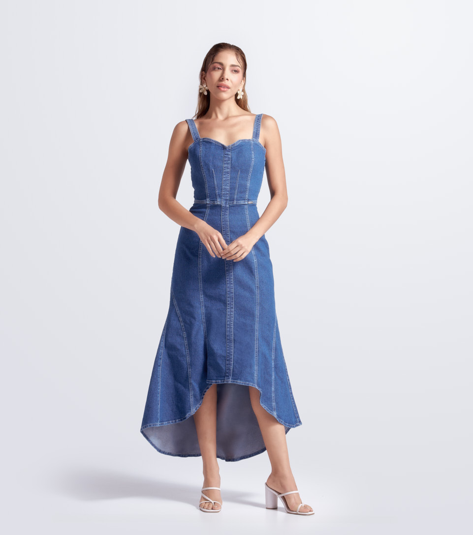 Vestido Midi En Indigo Con Proceso Keisha Derek 831033 AZ