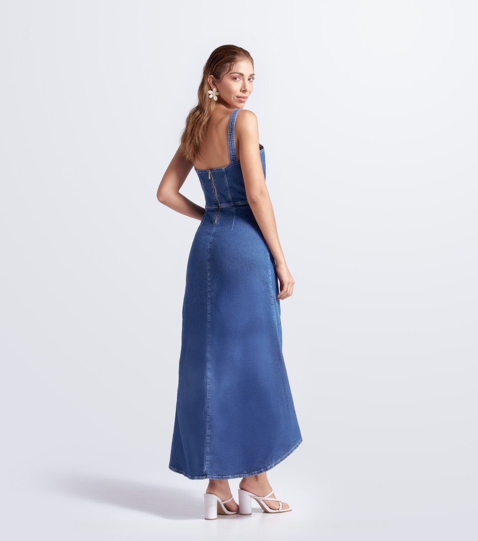Vestido Midi En Indigo Con Proceso Keisha Derek 831033 AZ