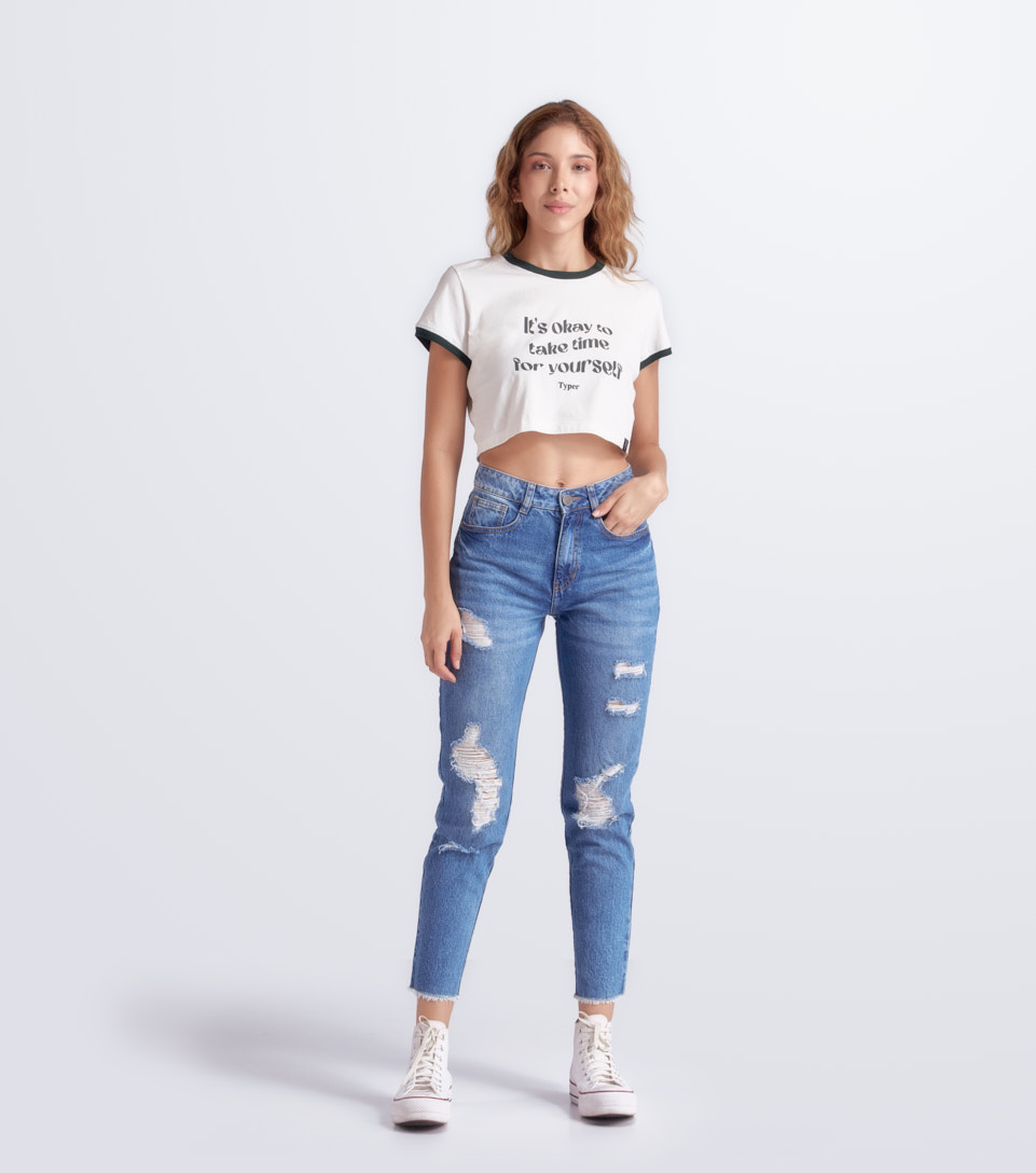 Ivonne Mom Jeans Con Destroyer Typer 825940 AZ