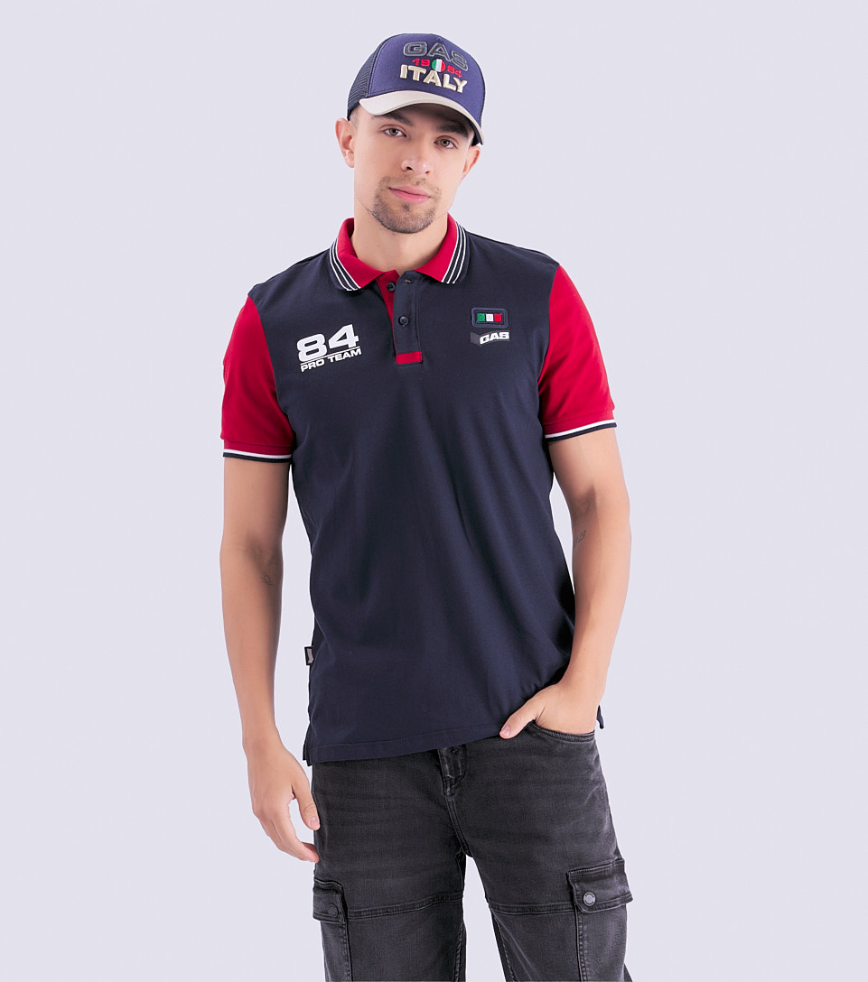 Deve Polo Azul Y Rojo Slim Masculina GasAV