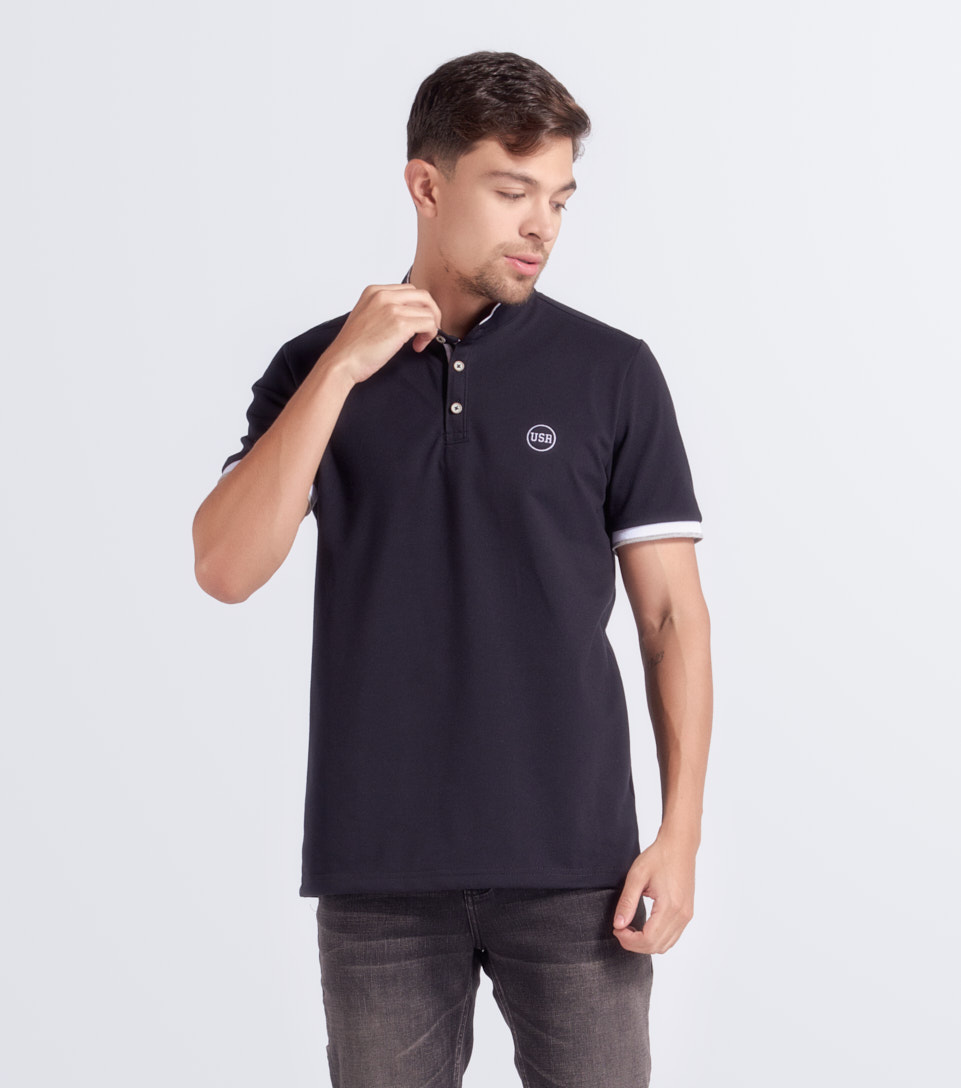 Polo Para Hombre Molderia Comfort Unicolor Con Estampado En Delantero Unser 834168 NG