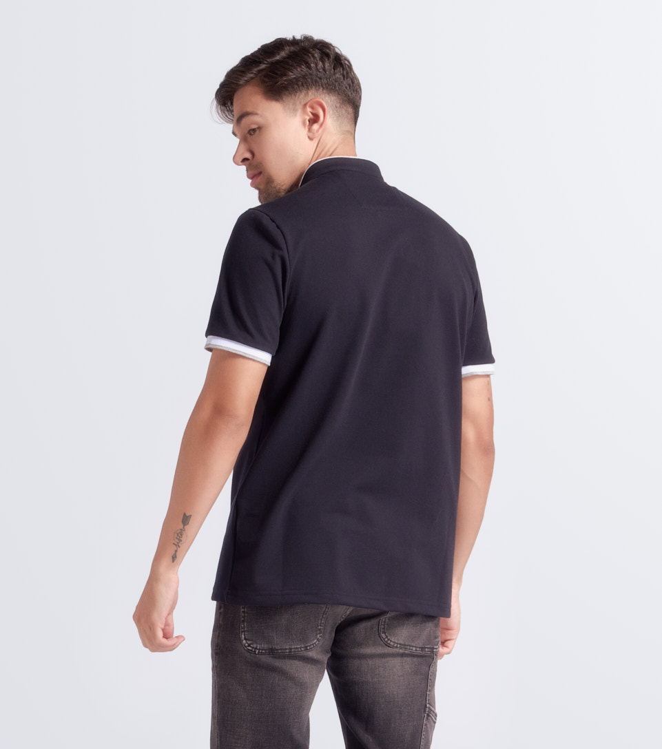 Polo Para Hombre Molderia Comfort Unicolor Con Estampado En Delantero Unser 834168 NG