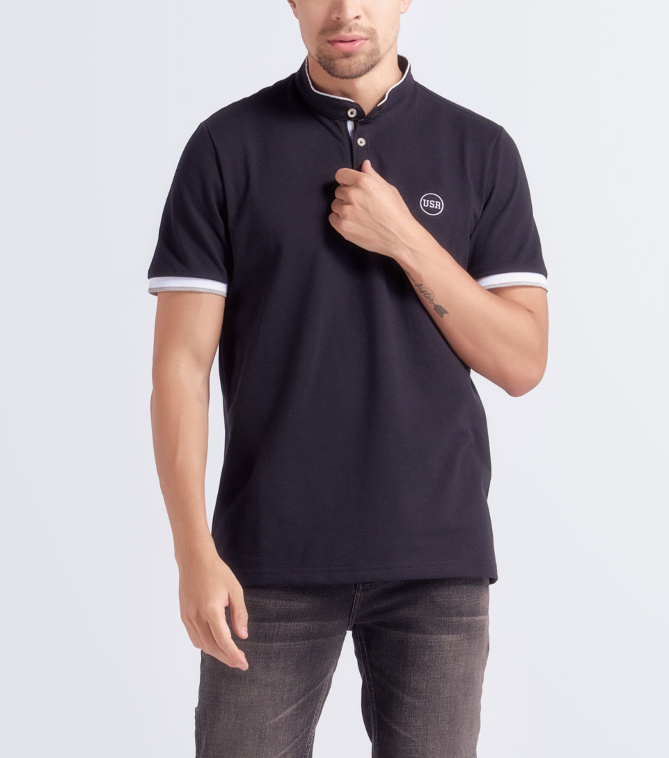 Polo Para Hombre Molderia Comfort Unicolor Con Estampado En Delantero Unser 834168 NG