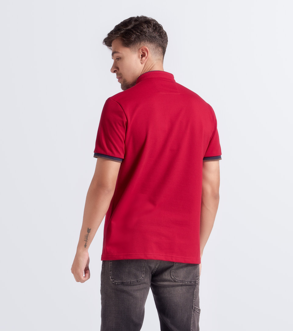 Polo Para Hombre Molderia Comfort Unicolor Con Estampado En Delantero Unser 834168 NG